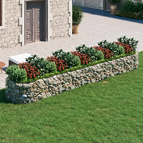 HaoChrymec Jardinière Surélevée with Gabion en Fer Galvanisé, Construction Robuste, Panier à Pierre, Jardinière à Gabion, Parterre Surélevé en Gabion, Extérieur, 500 x 100 x 50 cm