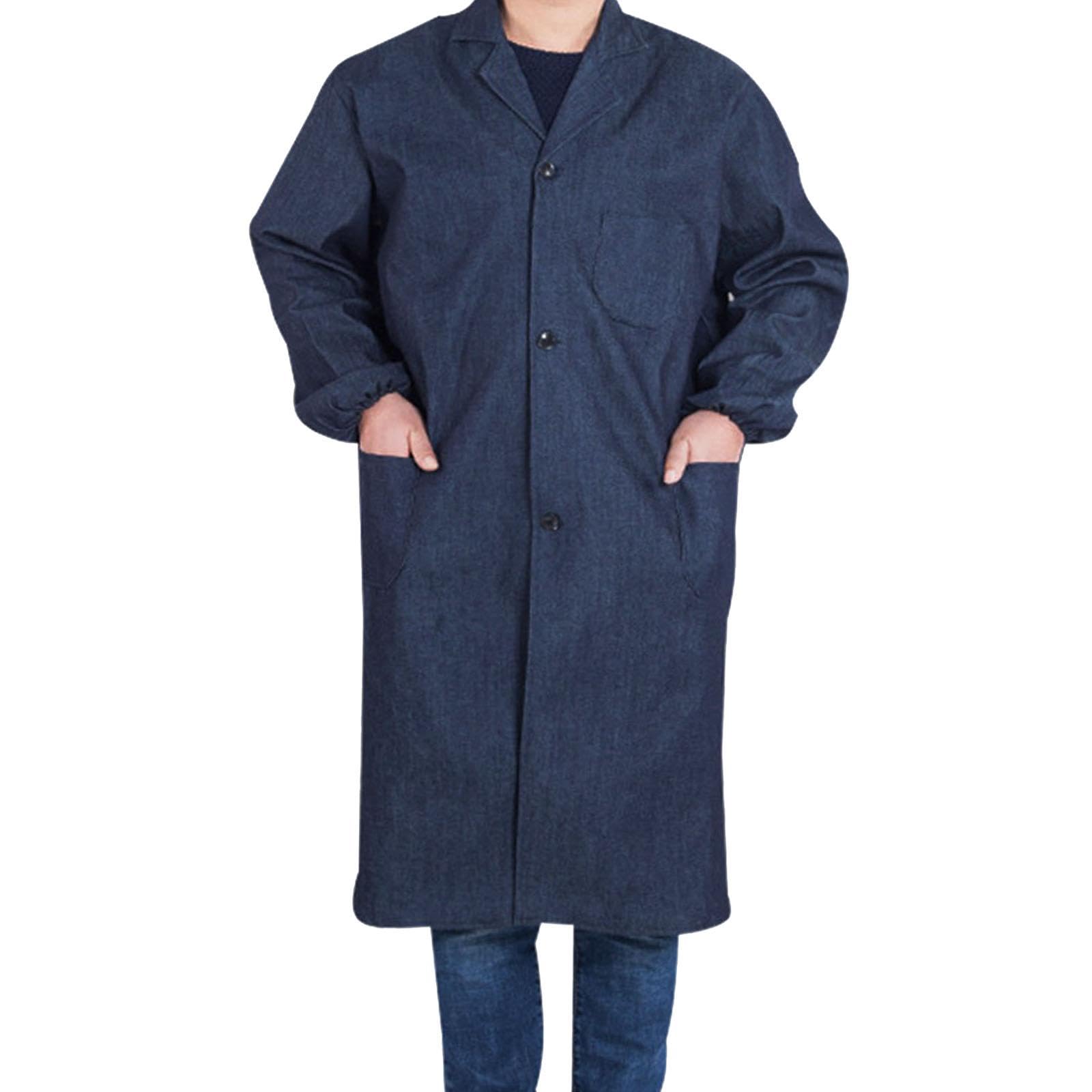 Sharplace Laborkittel für Herren mit Tasche, bequeme, leichte, langärmelige Mechaniker-Arbeitsjacke aus Denim für Schweißer.