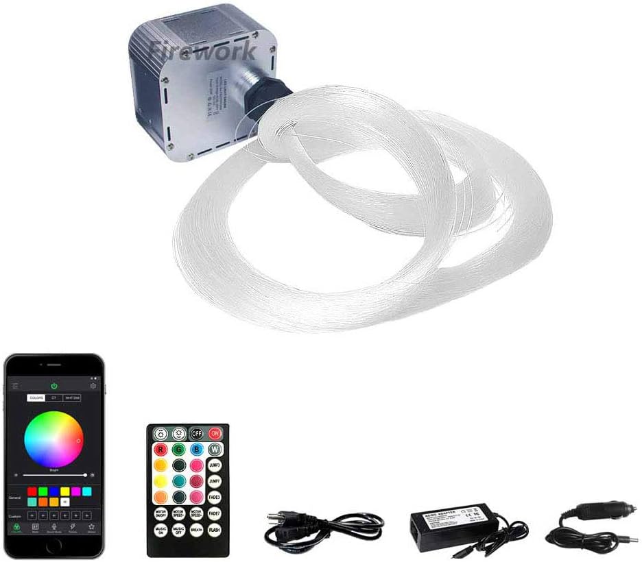 Free Shipping Offer FIREWORK New Upgraded Bluetooth Twinkle Fiber Optic Light Star Ceiling Kit, 32W RGBW APP/Remote Music Mode LED Starlight Headliner, 700pcs 0.03in 13.1ft