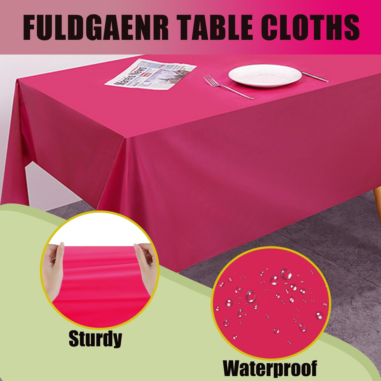 FULDGAENR Einweg-Tischdecken Aus Kunststoff, Salbeigrün, 137x274 Cm – 3 Stück Für Partys & Events