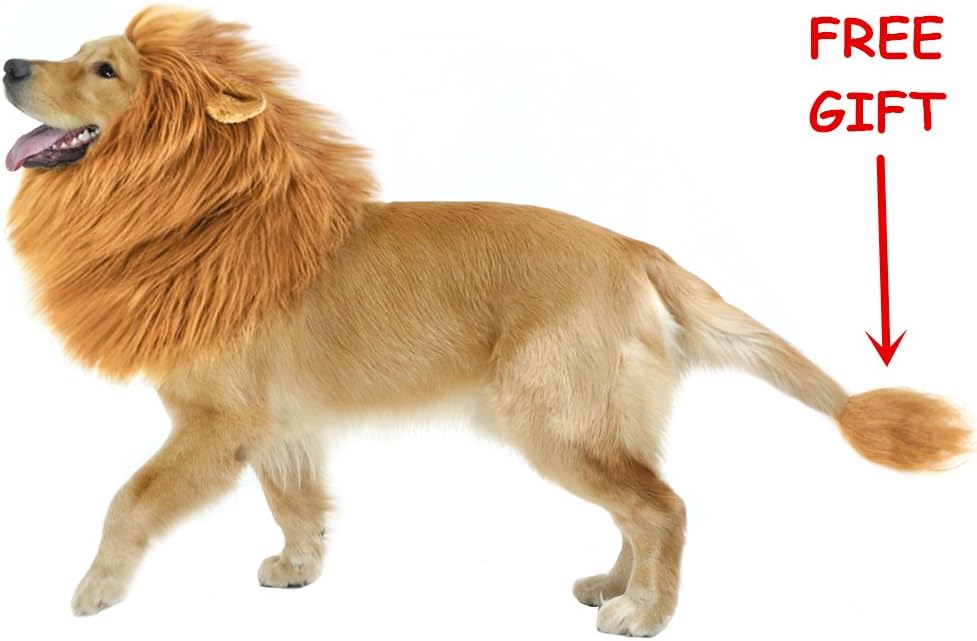 CPPSLEE Lion Mane Costume for Dog - Make Your Dog Lion King - Adjustable Washable Comfortable Fancy Lion Hair Dog Clothes Dress for…
