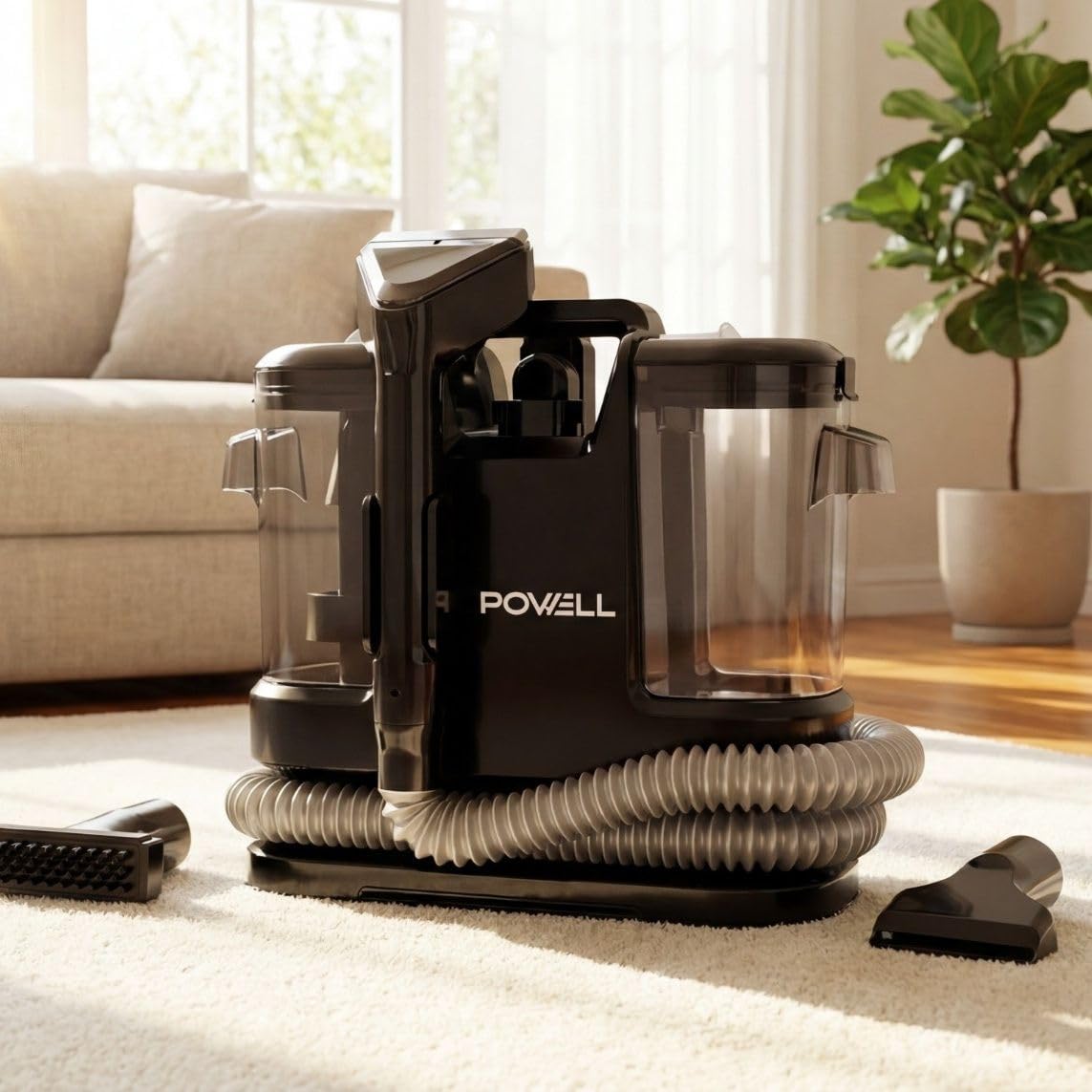 Powell Pulitore Portatile Per Tappeti E Smacchiatore – Pulitore Per Divani E Macchie Ad Asciugatura Rapida Da 450 W Per Mobili, Tappeti, Materassi E Tappezzeria Auto (Nero)