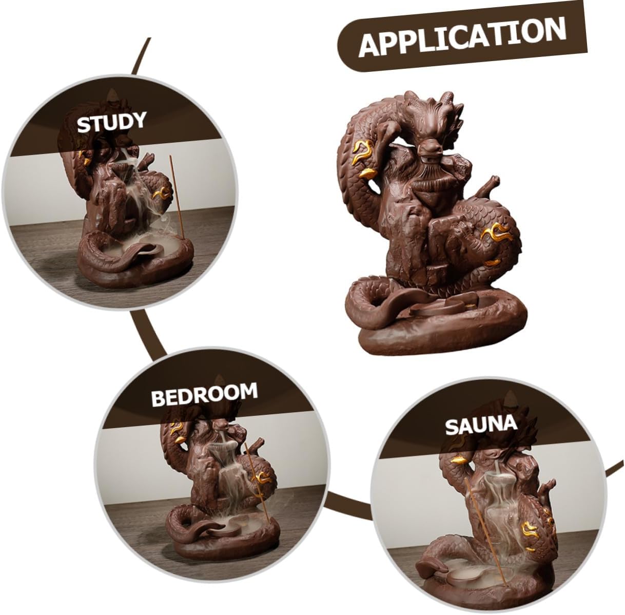 Dragon Backflow Incense Burner Purple Sands Zisha Ceramic Incense Holder with Dragon Statue Decor for Home Fragrance and Meditation Use