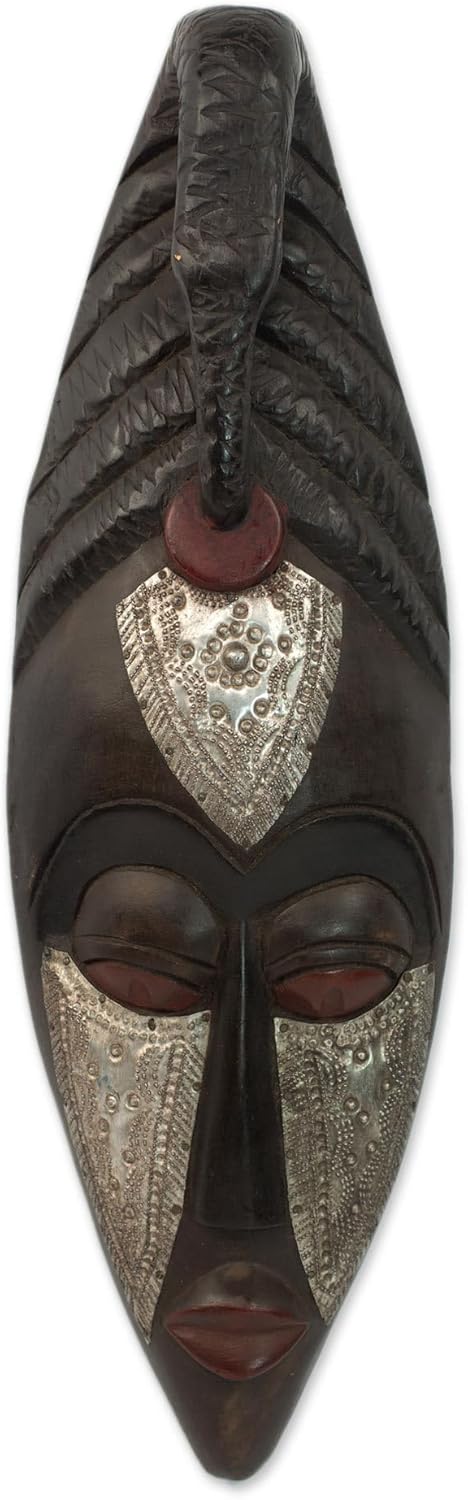 NOVICA Decorative Ghanaian Large Wood Mask, Brown 'Dagbon Chief'