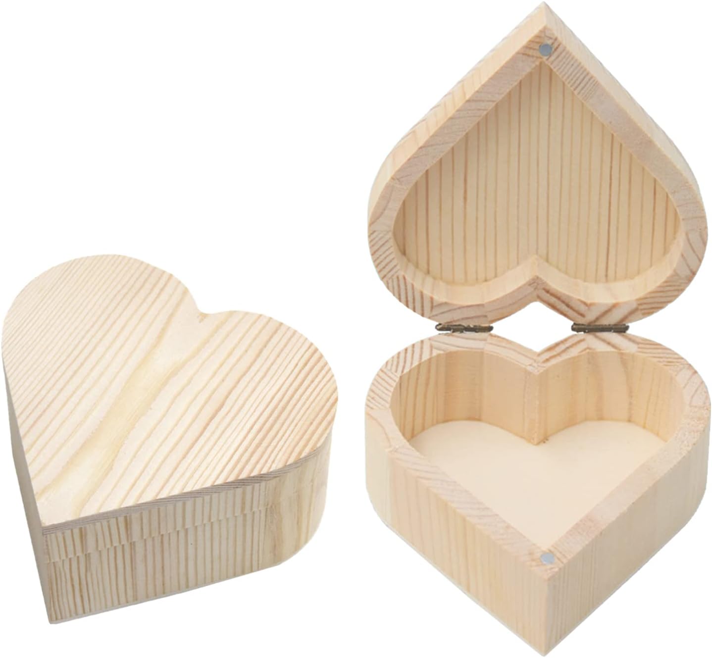 Spldsun2 Pieces Wooden Jewellery Box, Wooden Heart Jewellery Box, Love Heart Wooden Treasure Chest, for Storing Jewellery, Jewellery, Necklaces, Earrings, Small Items