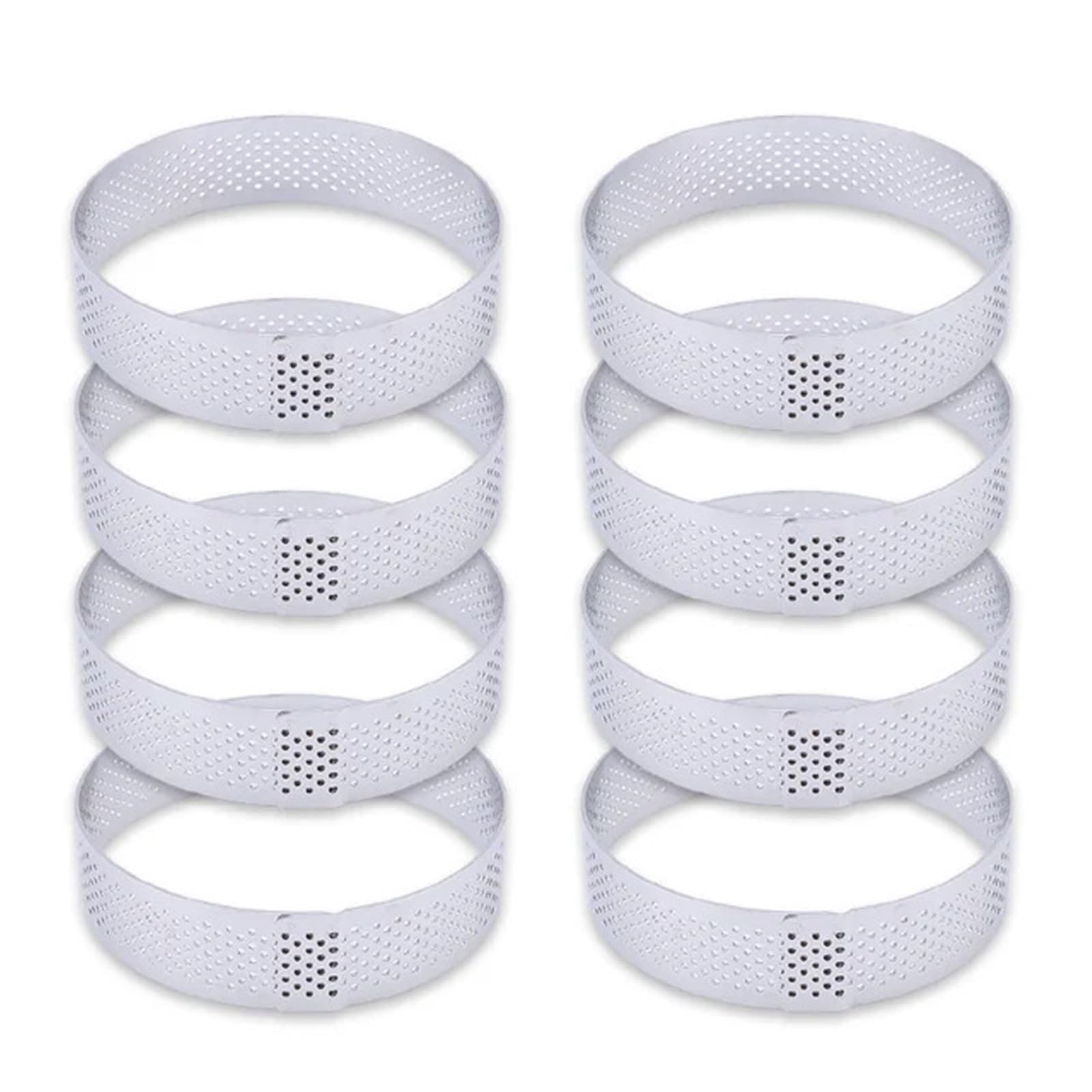 Anillo Para Tartas Molde for tarta de acero inoxidable de 6, 8 y 10 CM, anillo for Tartlet, moldes for pasteles y Mousse, galletas, pastelería, cortador circular, anillo perforado(8PCS 8CM)