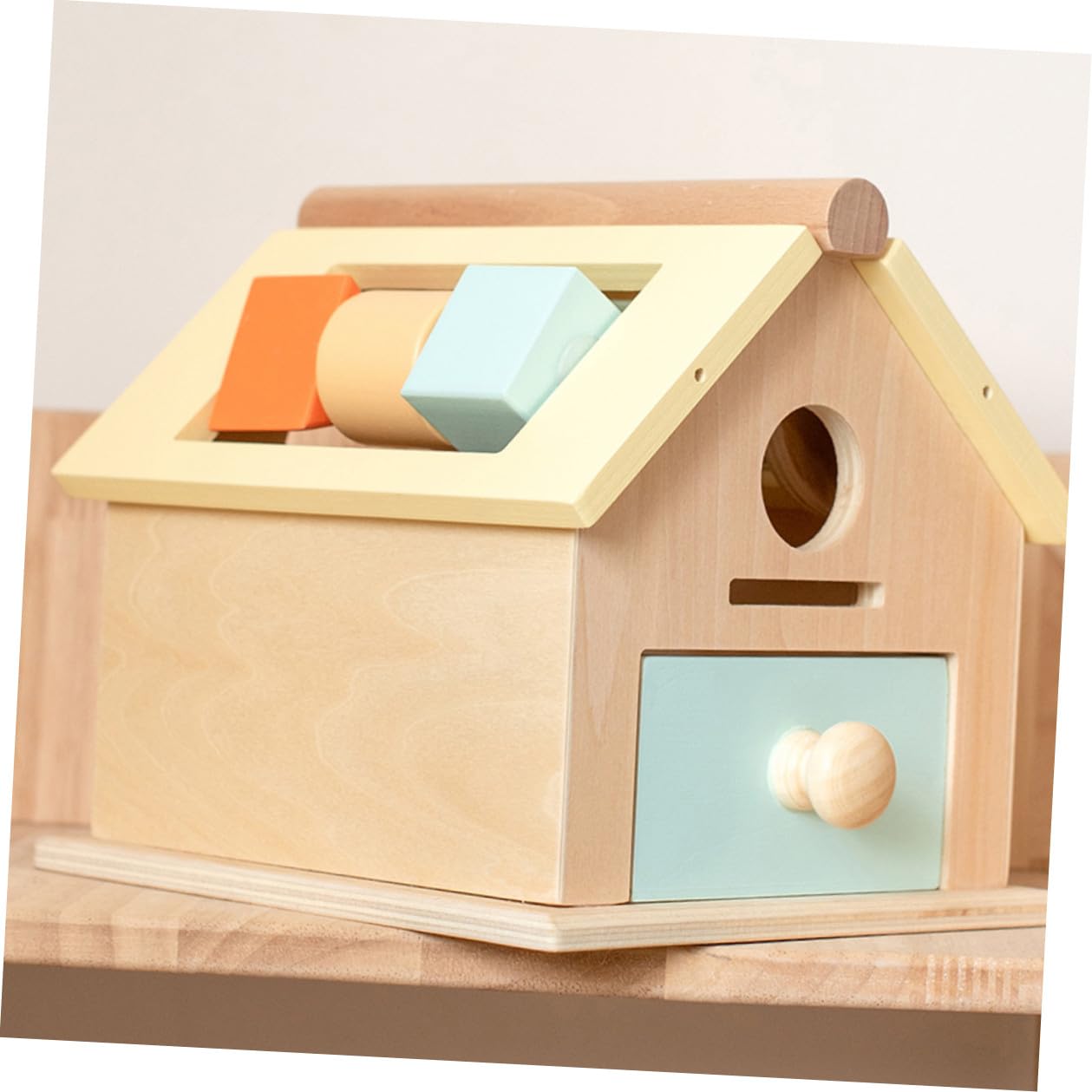 Juguete Educativo Temprano de Madera para Pequeños 1-3 Años Caja Multifuncional de Bolas y Hucha Juego Montessori para Desarrollo Sensorial y Motricidad Fina