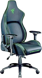 Razer Iskur - Chaise de jeu haut de gamme avec support lombaire intégré (chaise de bureau, cuir synthétique multicouche, rembourrage en mousse, coussin de tête, réglable en hauteur) Noir - Vert