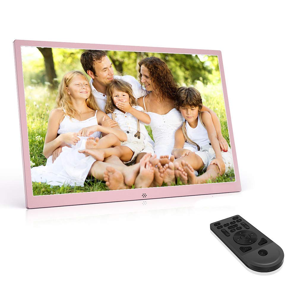 Cadre photo numérique 17 pouces IPS rose gold avec haut-parleur et télécommande