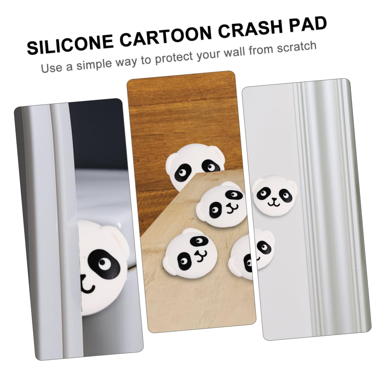 NAMOARLY Adorable White Door Bumpers Panda Wall Protectors Stick-on Pads to Prevent Door Slamming Ringing