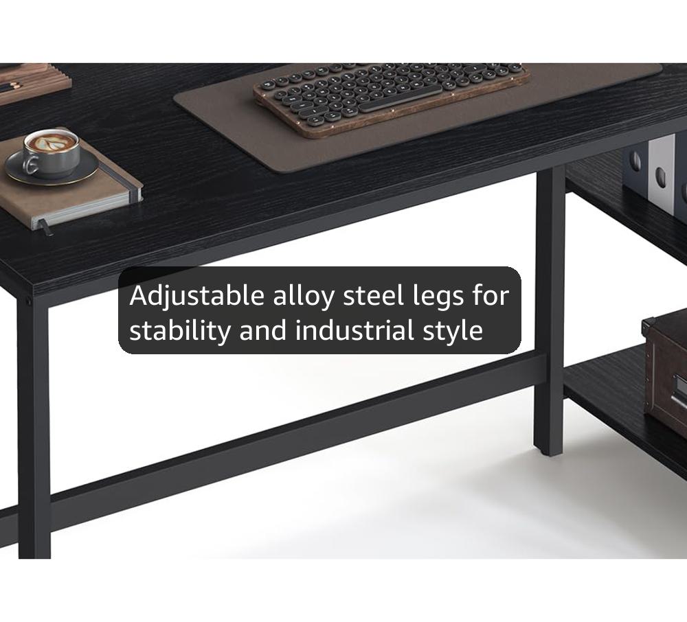 VASAGLE ALINRU Computer Desk, Office Desk With 8 Hooks, For Study, Home Office - Bed Bath - View #10