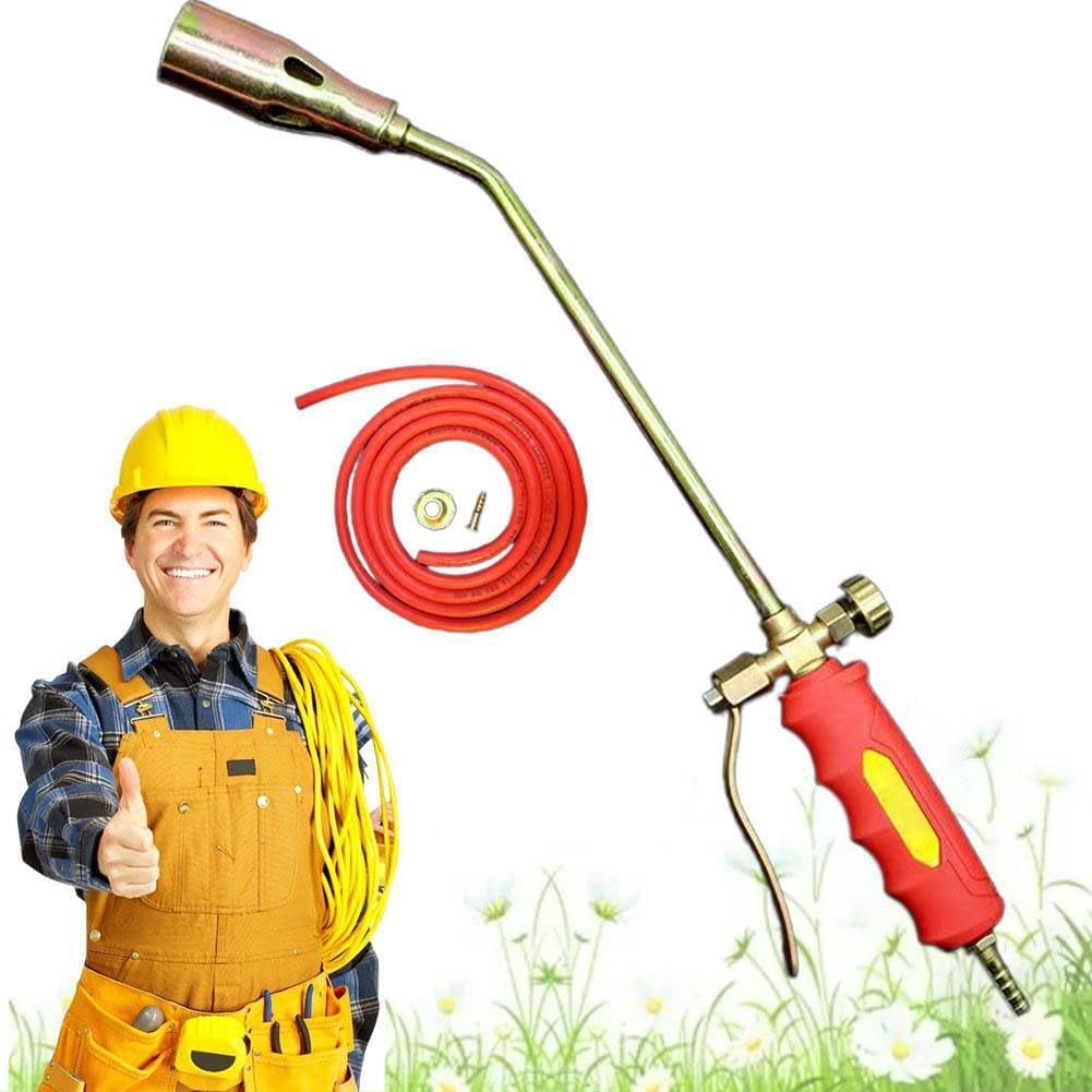 Kit de antorcha quemador de malezas de propano de alto rendimiento – Quemador de malezas portátil de 1.900.000 BTU con gatillo turbo, manguera de 1,2 metros, encendedor de botón pulsador para