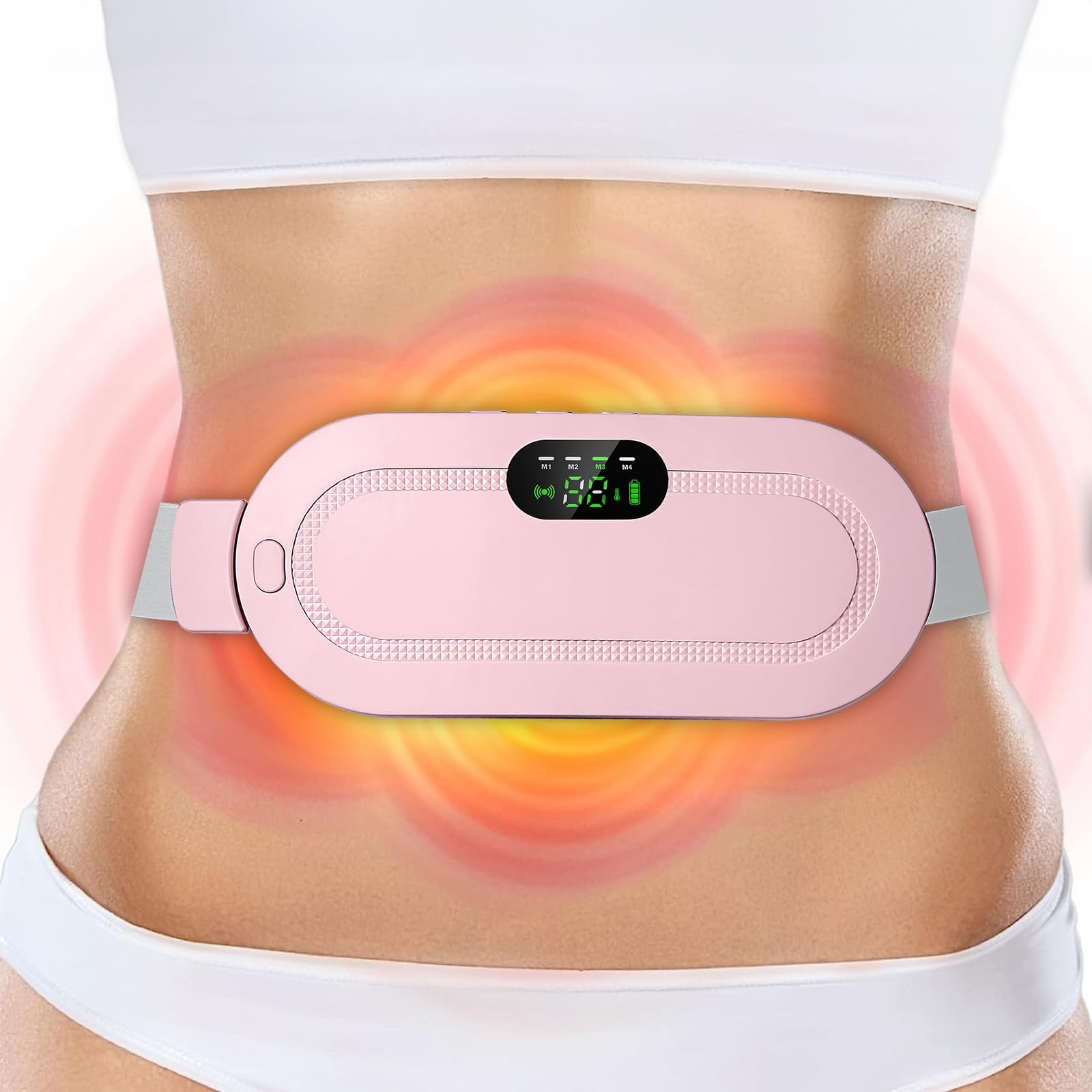 Portable Cordless Heating Pad, Warming Belt Menstrual Heating Pad with 3 Heat Levels and 4 Vibration Massage Modes, Fast Heating Belly Wrap Belt, Back or Belly Pain Relief Heating Pad - (Multicolor)