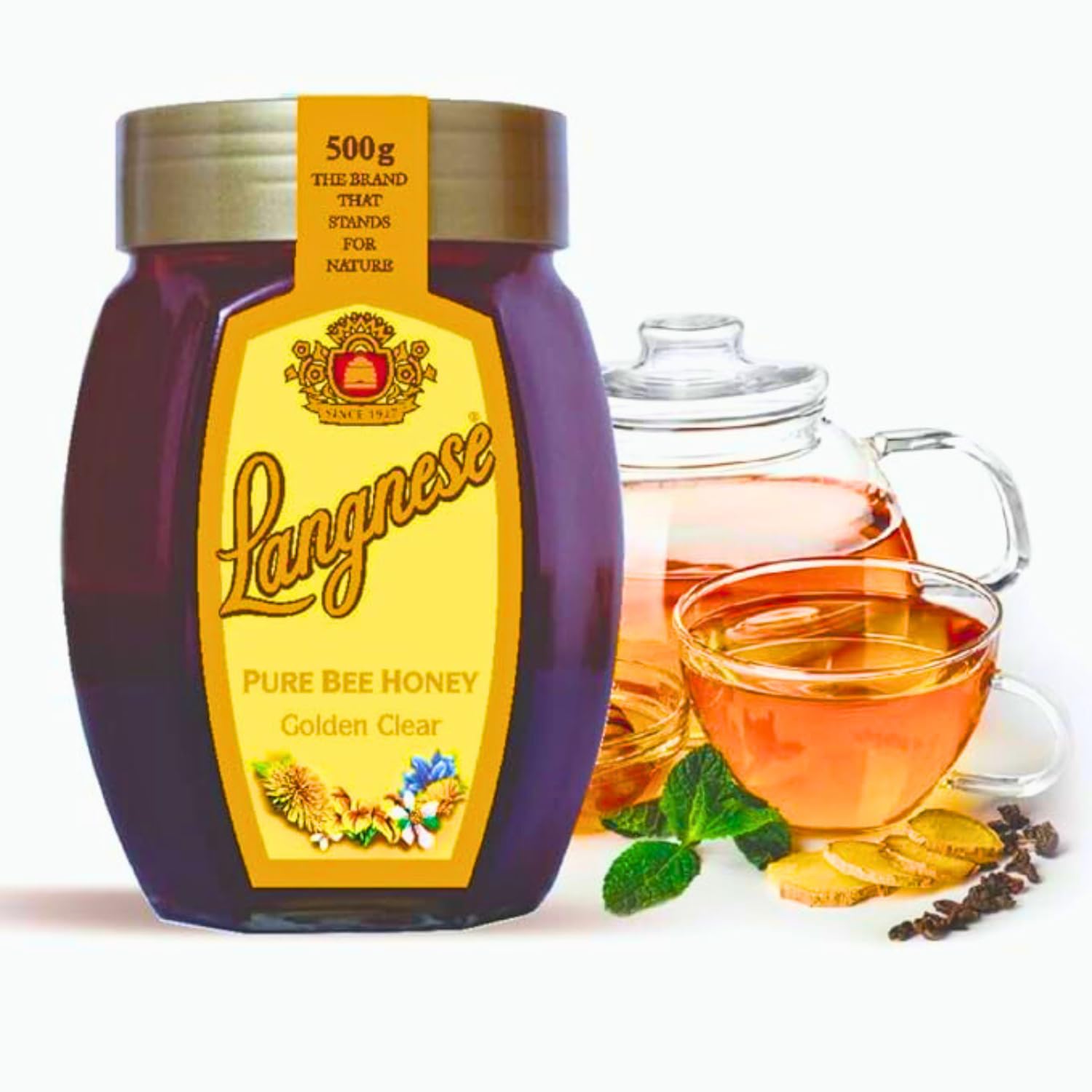 COUGAR Langnese 100% Pure Golden Clear Honey, Raw Bee Honey, 500g (Imported Germany)
