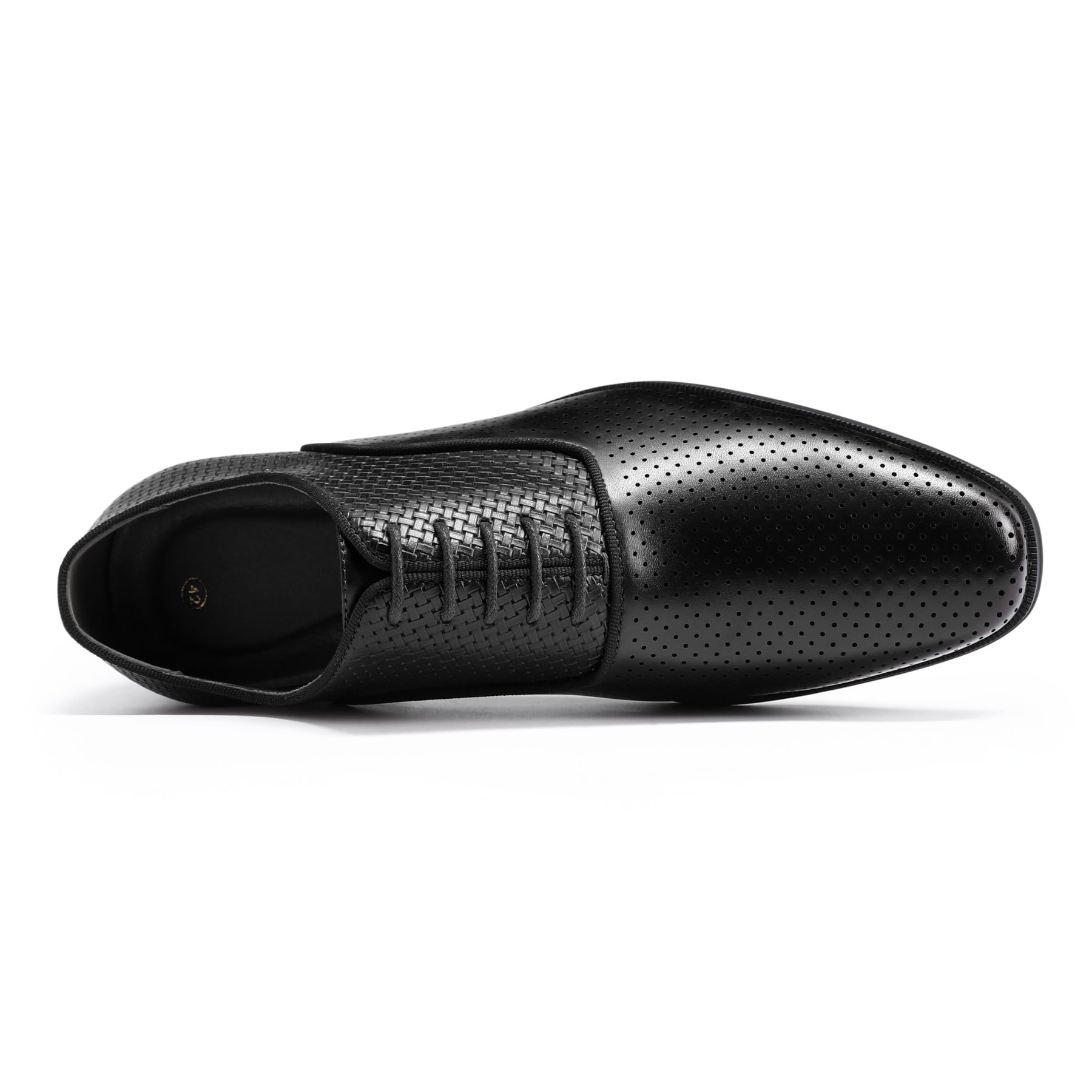 YFFUSHI Zapatos de Cordones para Hombre Oxford Perforados y Transpirables en PU Tejido Trabajo Traje Boda