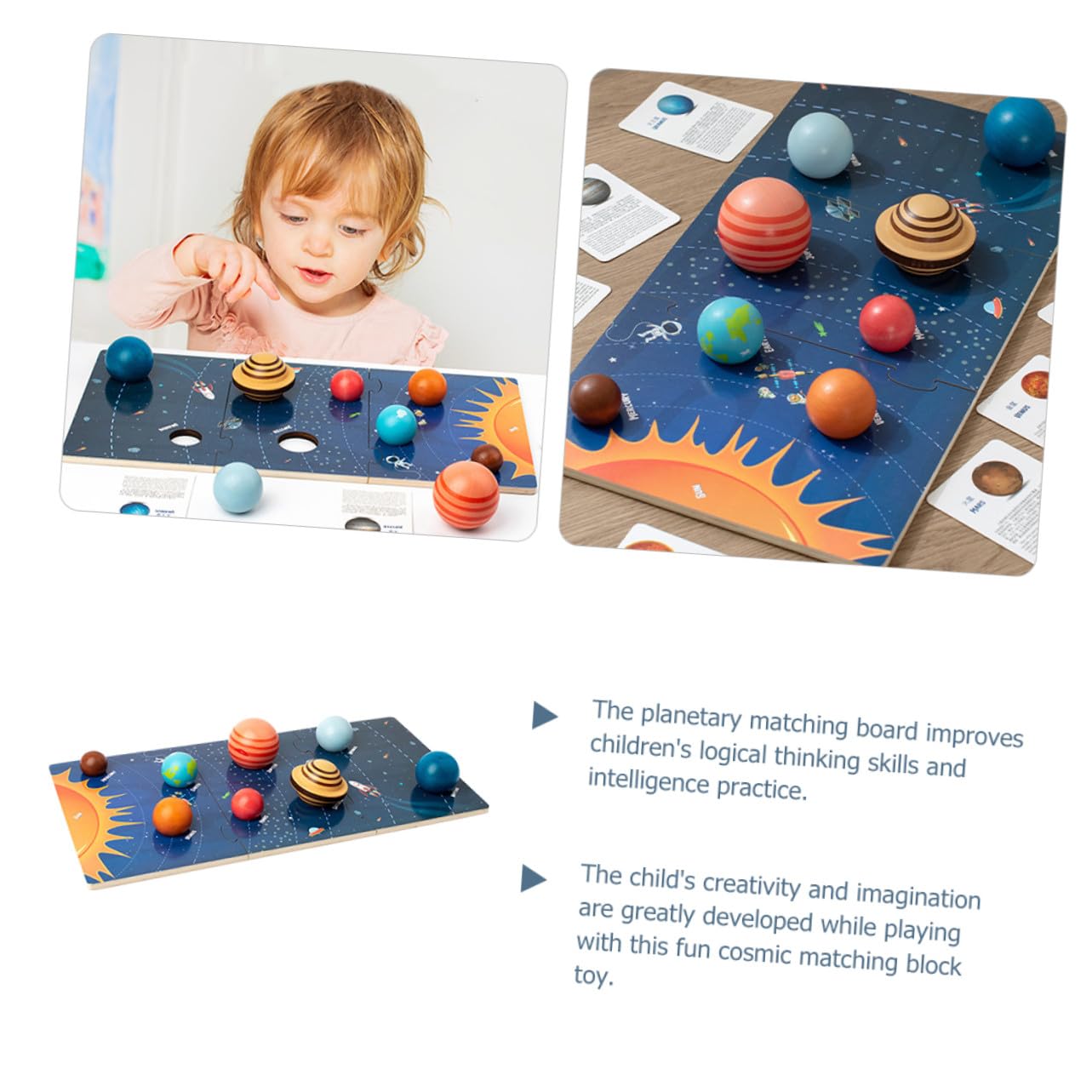 Puzzle Sistema Solar Montessori de Madera para Juguete Educativo de Cognición con Didáctico para Niñas de Edad Temprana