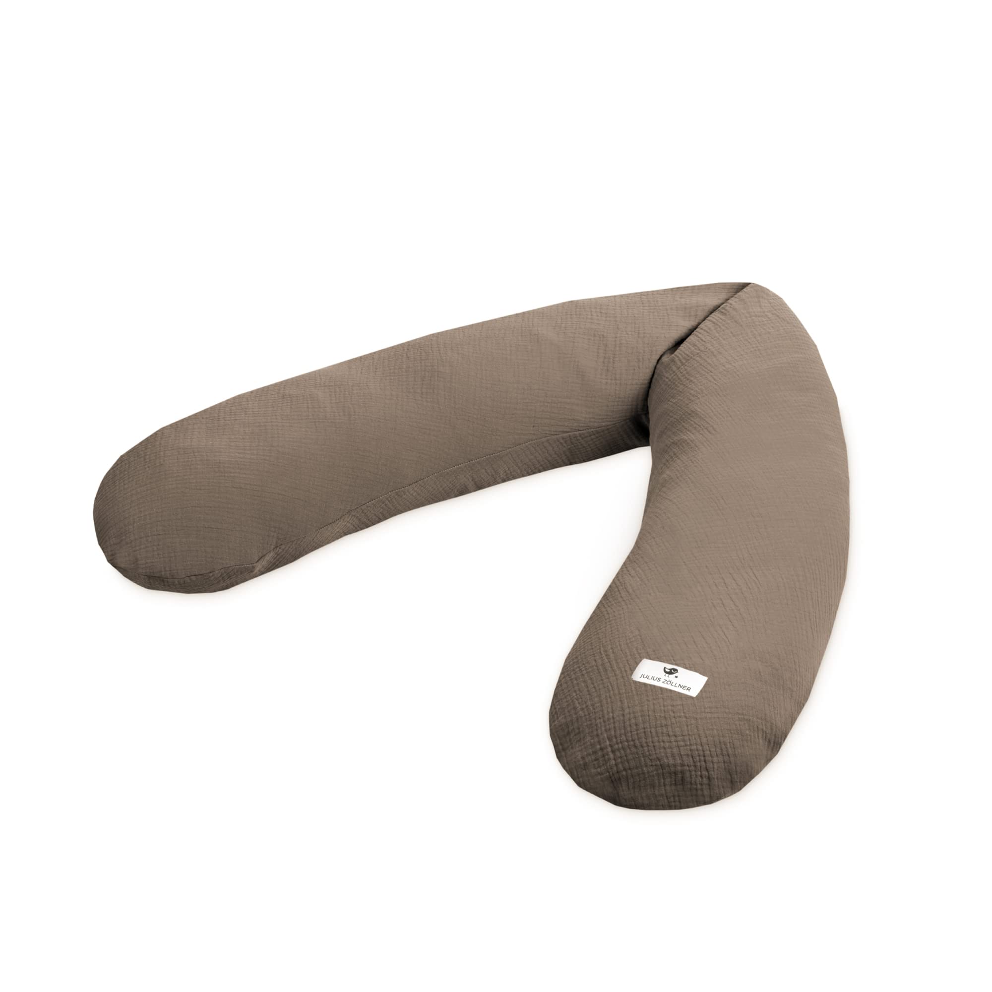 Julius Zöllner Musselin Stillkissen ca. 190 cm | Füllung 42 Liter EPS-Mikroperlen | Made in Germany | Bezug aus 100% Baumwollmusselin | Oeko-TEX® Standard 100 | Nougat