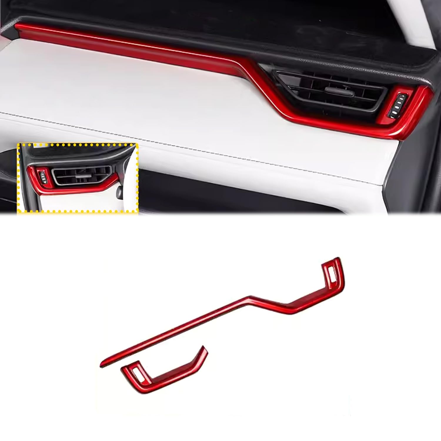 Hyorabyn Central Console Display Dashboard Panel Cover Trim 2PCS LHD for Toyota RAV4 2019 2020 2021 2022 2023 2024 2025 Interior Air Conditioning Vent