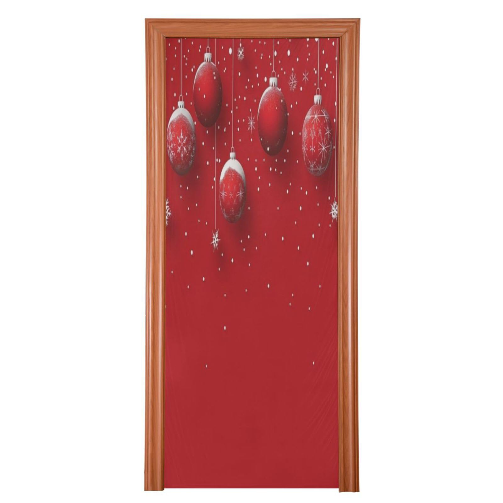J JOYSAY Christmas Red Ornaments Door Decorations Door Cover Christmas Home Decor Christmas Front Door Covering Scary for Front Door,35x79 in