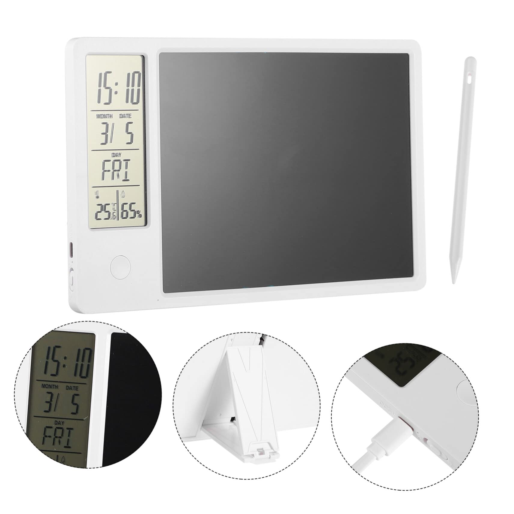 STOBOK Tavoletta Lcd Calendario e Orologio Da Tavolo Blocco Note Per Scrittura e Disegno Senza Raggi Per Uso Ufficio e Casa