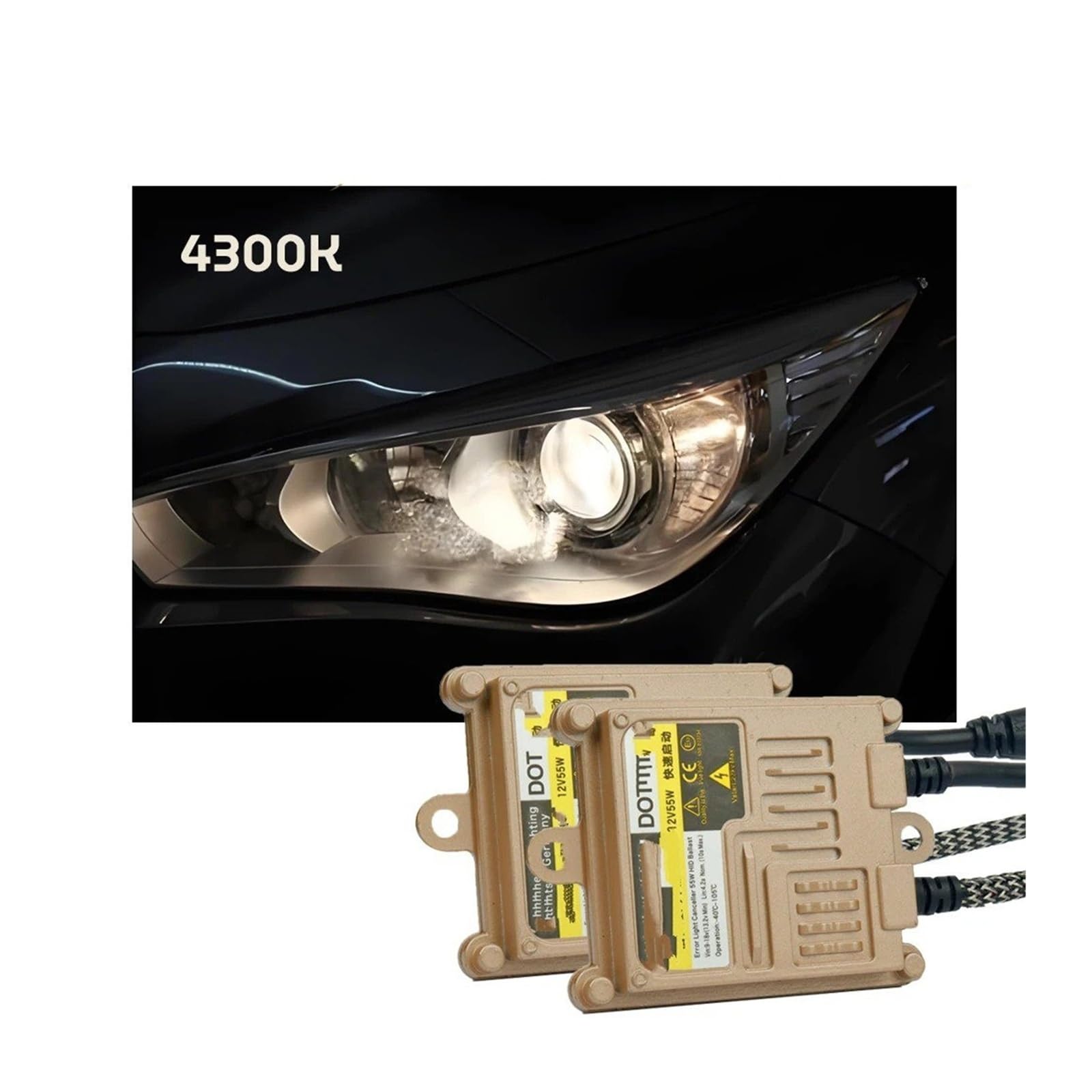 Xenon Ballast Hid H4 Bi Xenon Ballast HID Inicio Rápido 55W Kit H1 H3 H7 H11 H27 880 9005HB3 9006HB4 Lámpara Bombillas Faros Delanteros Coche(4300K,H7)