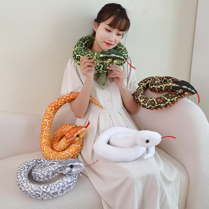 Giant Boa Constrictor 80 Inch Snake Plush Large Realistic Stuffed Animal Snake Plush Toy Gifts for Kids Birthday Party Prank Props (White) - Image 4