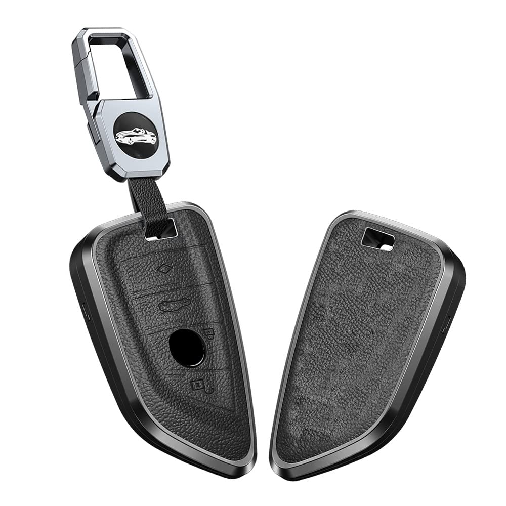 KUNIO Custodia per chiave auto, adatta per BMW G30, G11, X1, F48, X2, X3, X5, X7, F15, X6, F16, X5M, 2, 5, 7, 218i, 530Li 750i, Tweed, portachiavi a 4 tasti, colore
