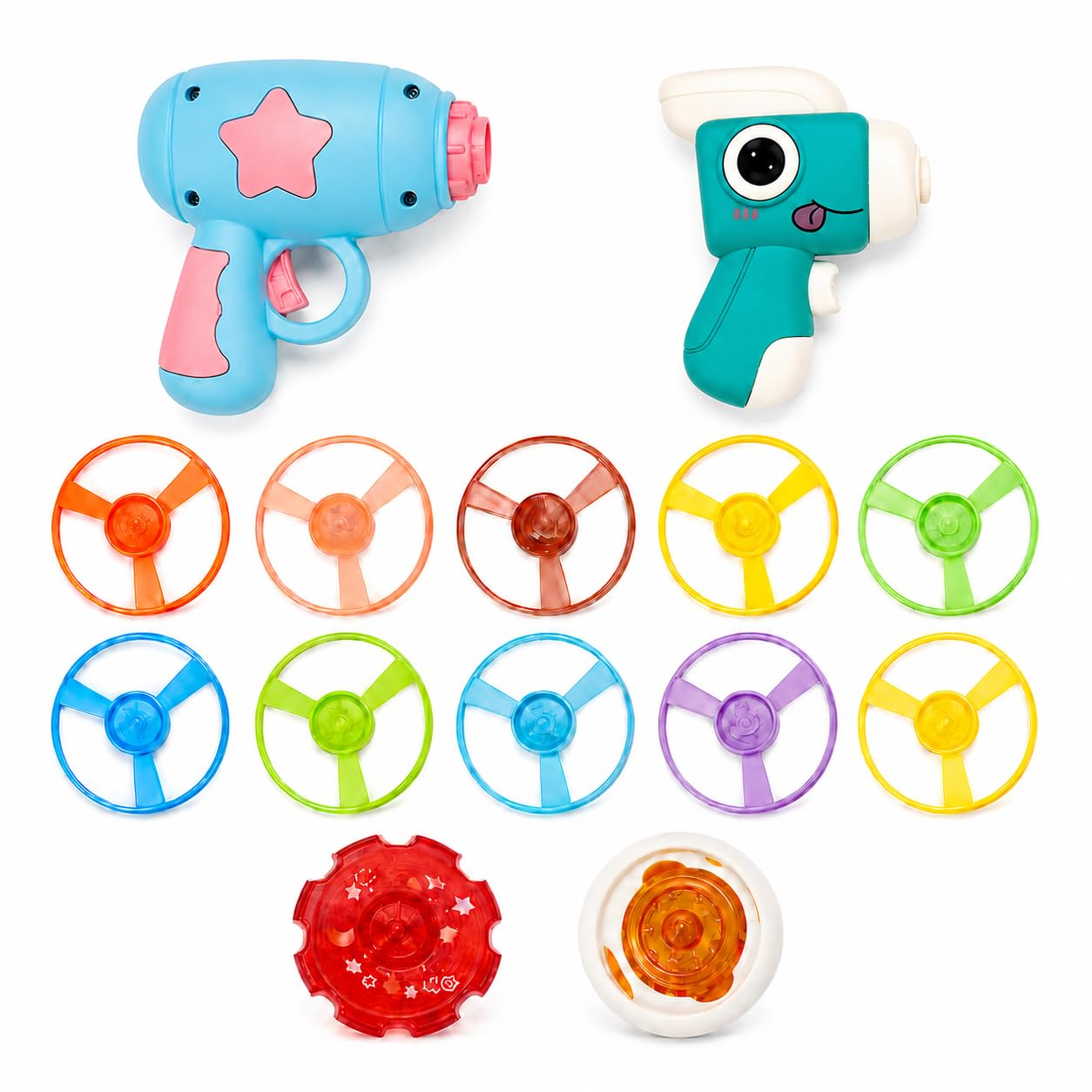 Tangdira Cat Toy Launcher, 2 Launchers, 10 Light-Up Discs, 2 Light-Up Tops