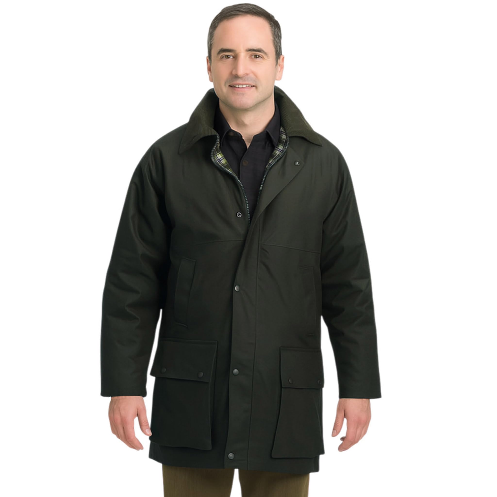 Game British Quilted Padded Country Wax Cotton Rain Jacket (S, Olive)