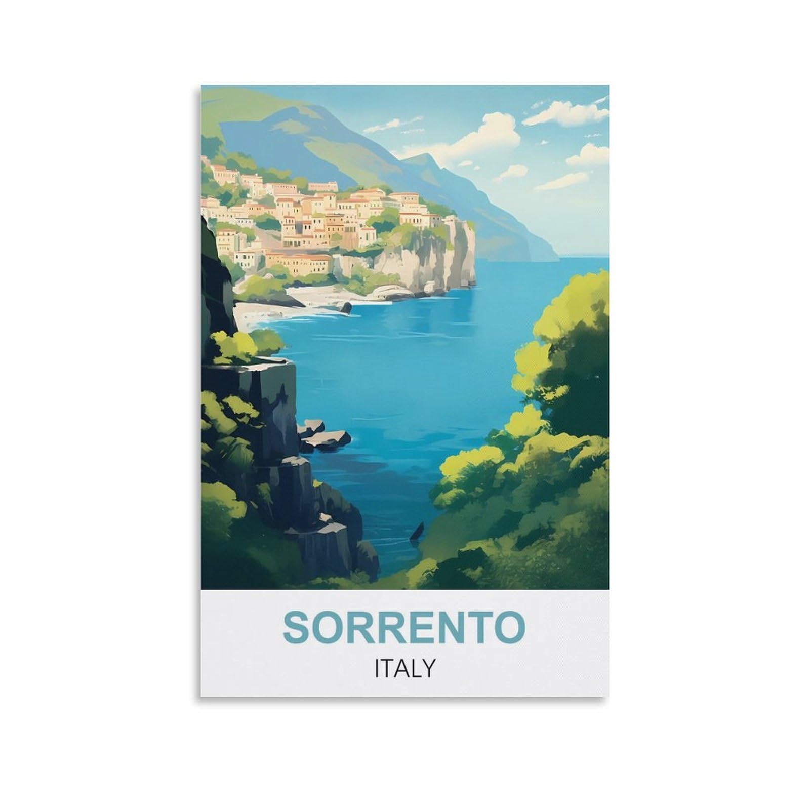 JYICUNCHO Sorrento Italy Vintage Travel Poster 08x12inch(20x30cm) Canvas Prints Wall Art Paintings Pictures
