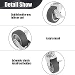 Roues à roulettes, 3Inch M10 Roulette avec frein, taille métrique M10-15 (Diamètre de la vis 10mm, Longueur de la vis 15mm) Roulettes pour Workbench Trolley, Meubles Dolly, Shopping Trolleys (Pack of 4)