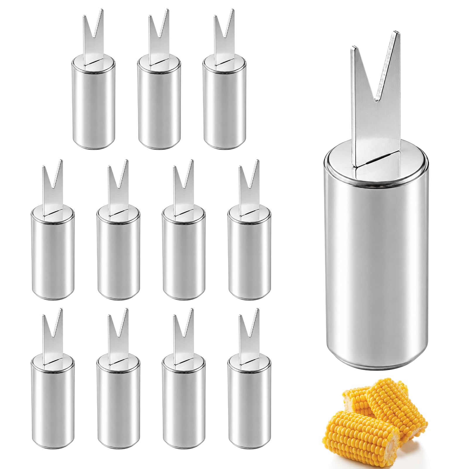 12Pcs Corn on Cob Holders, Stainless Steel Corn on The Cob Skewers,Durable Reusable Sweetcorn Holders for BBQ Camping Picnic Party Kitchen