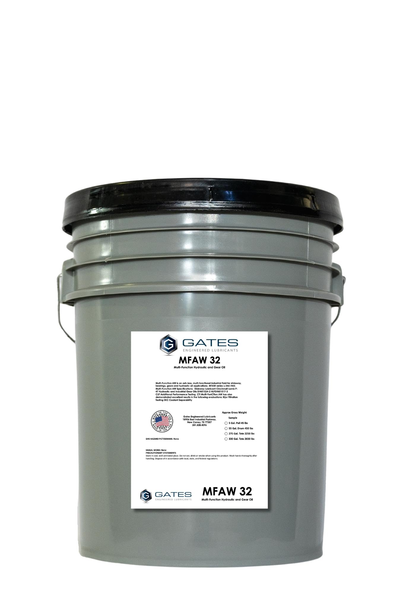 Gates Engineered Lubricants- Aladdin MFAW 32- Multi Purpose Hydraulic Oil - 5 Gallon Bucket