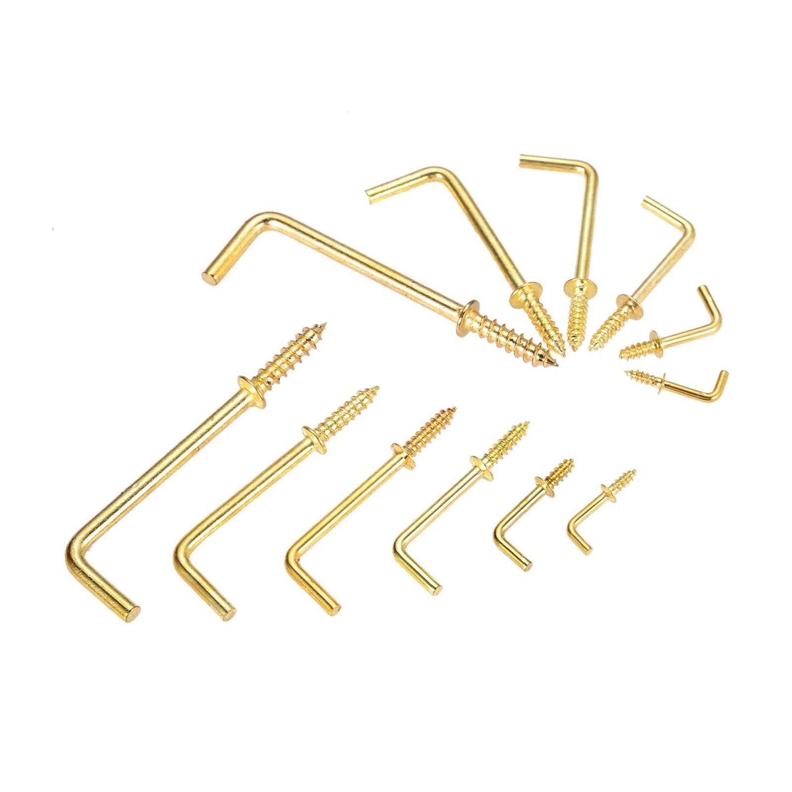 Ganci a vite Vite piegata quadrata lunga, 20 pezzi Ganci for tazza for comò a forma di L Viti ad angolo retto Gancio stile 7 Telaio in lega giallo oro Occhi di pecora Ferro appeso 7mm-70mm(70x21x4.2mm