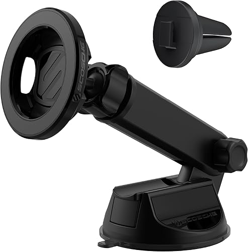 Scosche MagSafe - Soporte magnético para automóvil, ventosa para parabrisas  tablero de instrumentos con clip de ventilación y brazo abatible
