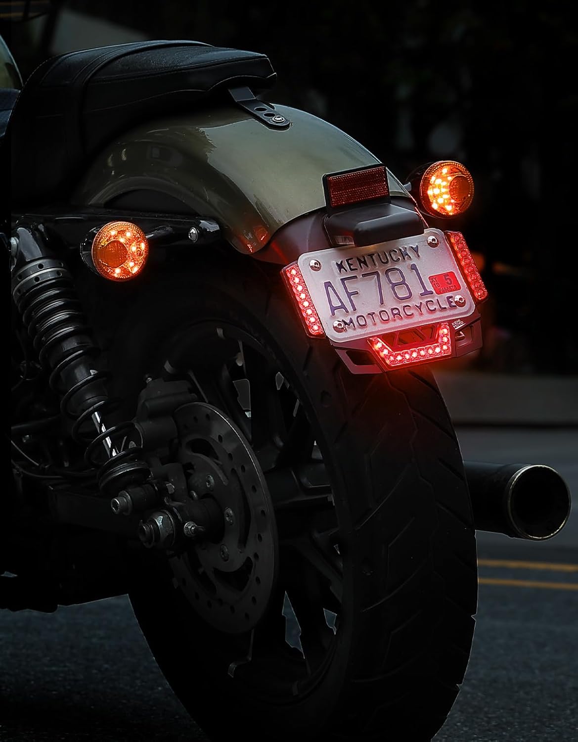KEMIMOTO Motorcycle License Plate Tail Light with Brake Light, 12V Stable Dustproof Waterproof, Universal Fit, Black