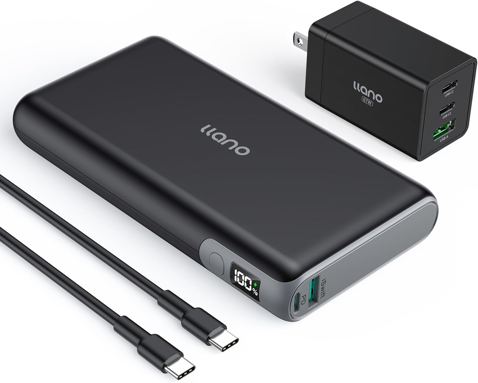 llano Power Bank 100W Portable Charger for MacBook Pro, Dell, HP,30000mAh USB C PD
