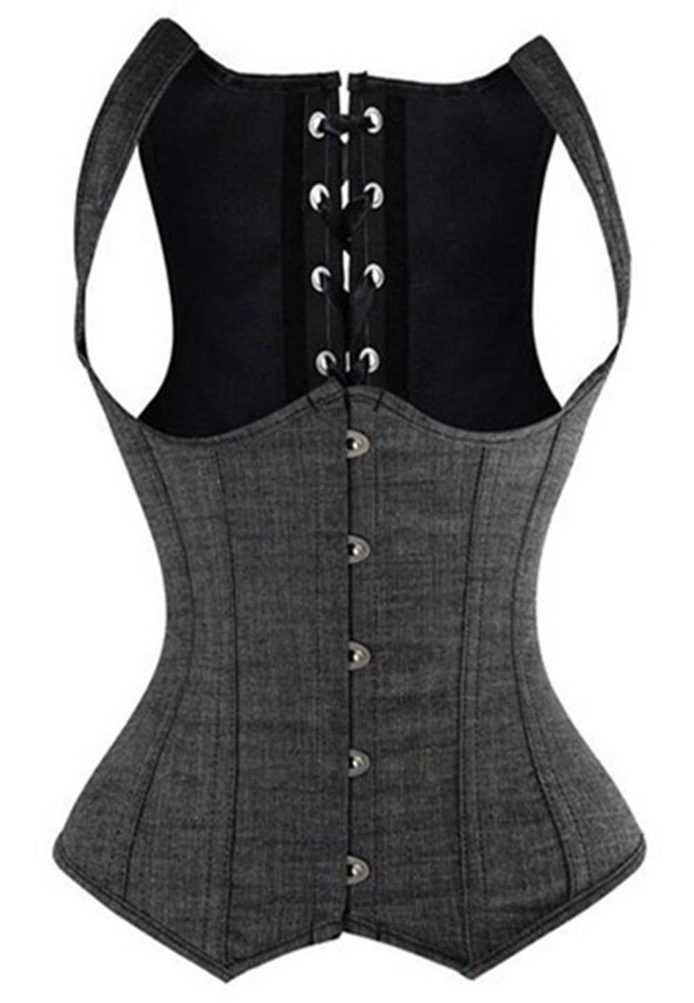KUOSE Women's Vintage Basque Black Steampunk Corset Bustier Vest Plus Size