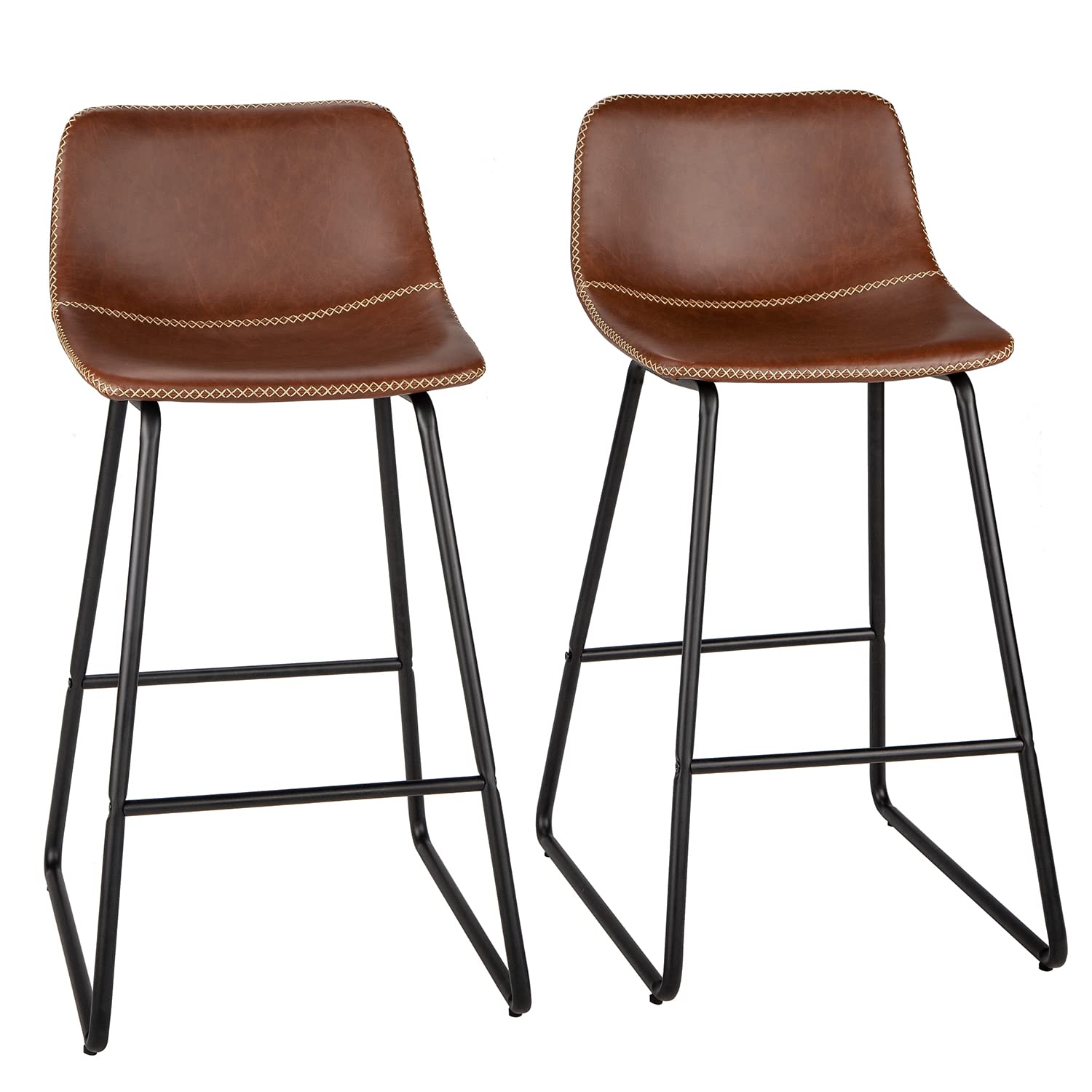 Photo 1 of ***USED - LIKELY MISSING PARTS***
HeuGah Bar stools Set of 2,Faux Leather Counter Height Bar Stools,Dining Room Chairs with Metal Legs & Soft Backrest