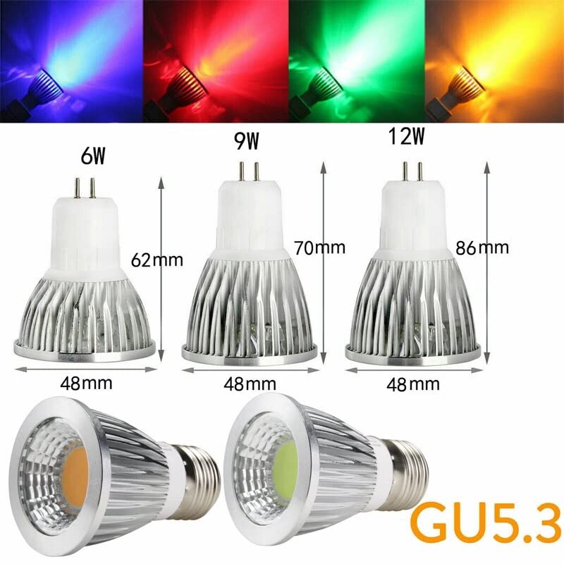 Illuminazione per Interni 10 Pezzi AC85-265V COB Faretto a LED 6W 9W 12W Luci a LED E27 E14 GU10 GU5.3 Lampadina a LED COB Lampada a LED Rossa Gialla Blu Verde