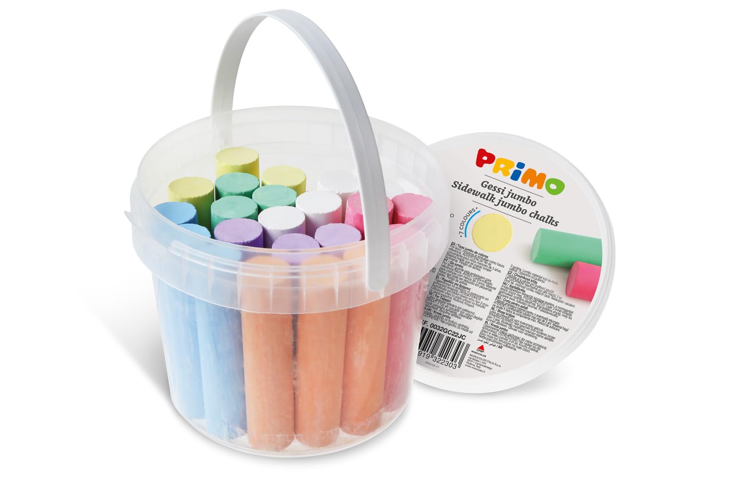 PRIMO - Gessi Colorati Street Art e Superfici Porose, 22 Pezzi x 7 Colori per Bambini +3 Anni e Artisti, Pastelli Colorati Sfumabili non Polverosi per Cartoleria, Lavoretti Creativi e Hobby