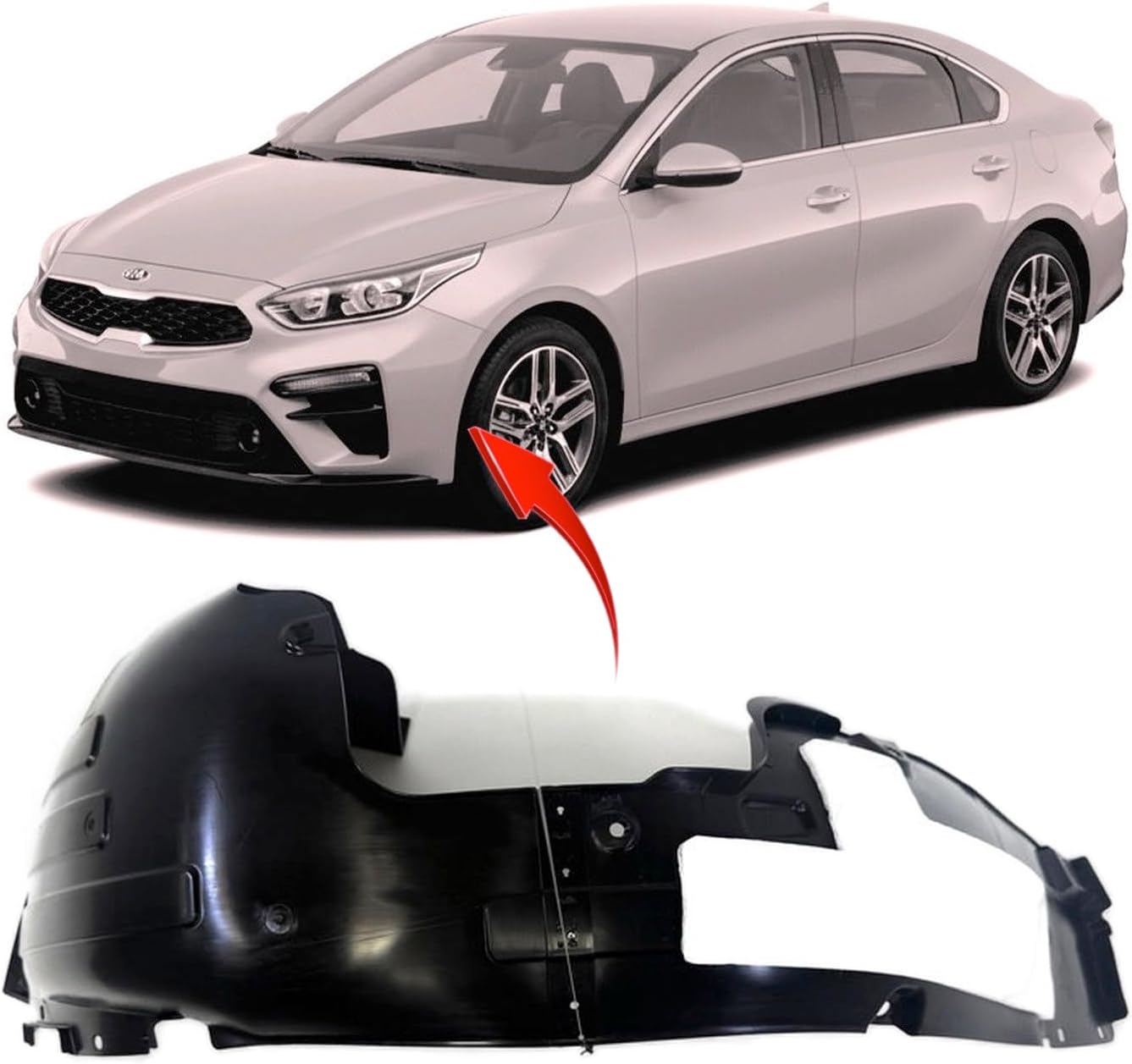 FitParts Compatible With Front Left Driver Side Fender Liner Kia Forte 2019-2022 Sedan Hatchback. New, Plastic & Ready to Install. KI1248159 86811M7000