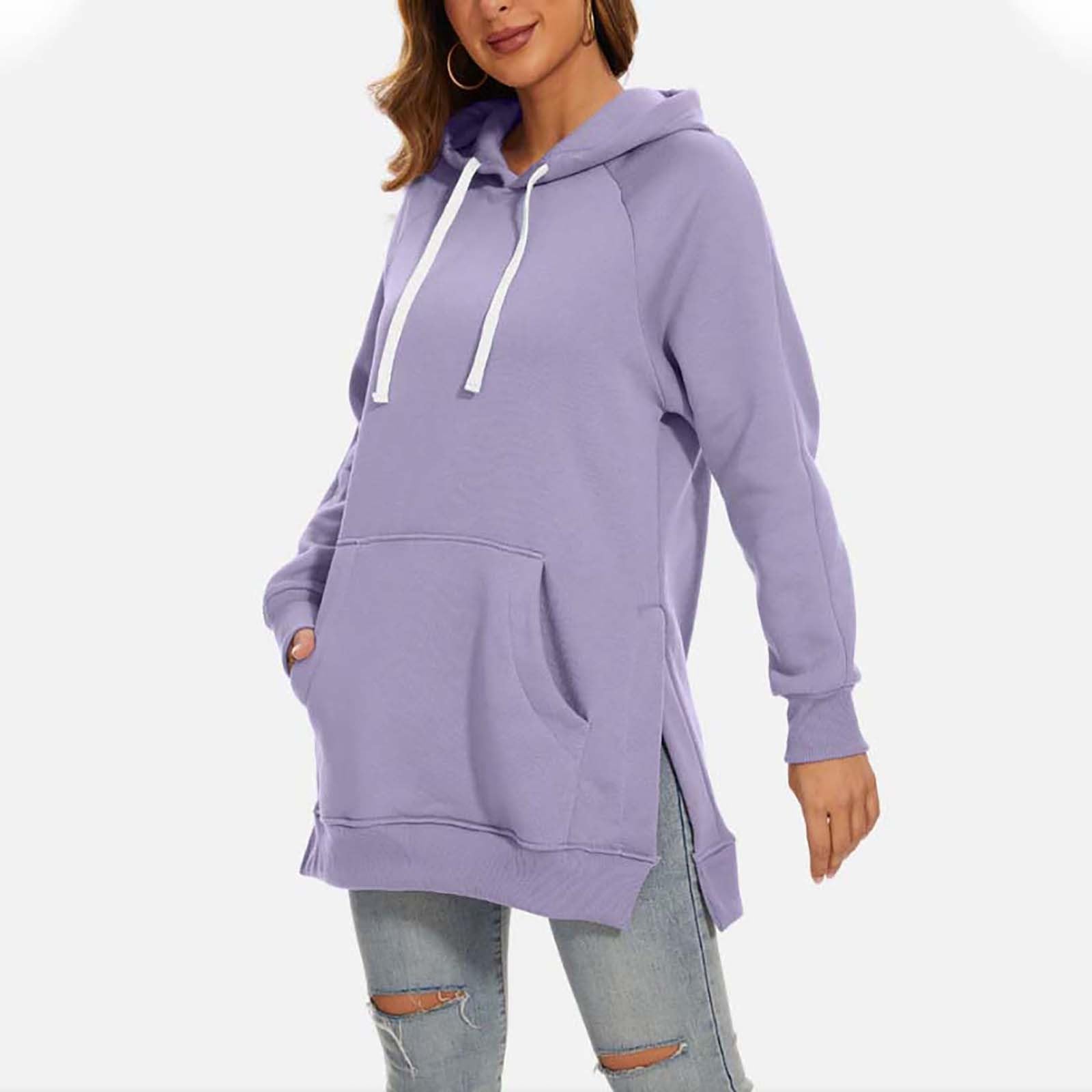 Termica Donna Con Cappuccio - Tunica Da Donna Manica Lunga Top Morbida