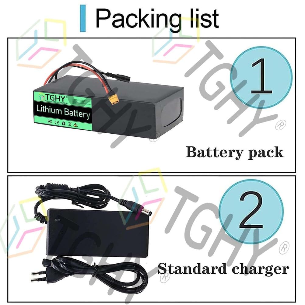 TGHY Batteria per Bici elettrica 36V 48V 29,4V 25,2V Pacco Batteria agli ioni di Litio 24V 8AH 10AH 12AH 15AH 20AH BMS Integrato per Motore per Carrello da Golf Triciclo 0-1000W,25.2v 8ah