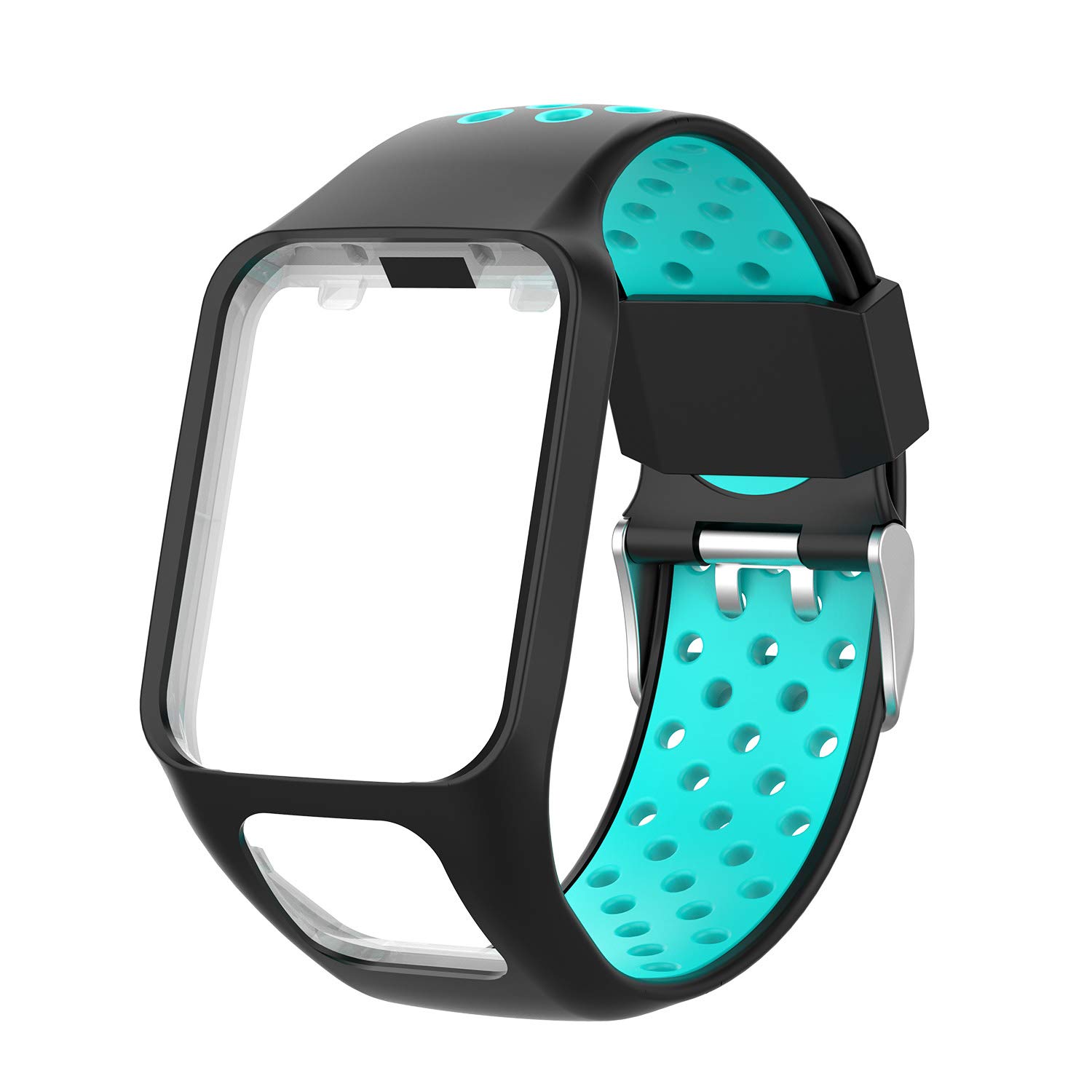 Gransho Cinturino In Silicone Per TomTom Spark 3, Runner 2/3, Golfer 2, Adventurer - Nero Stagno - Regolabile 139-220mm - 2