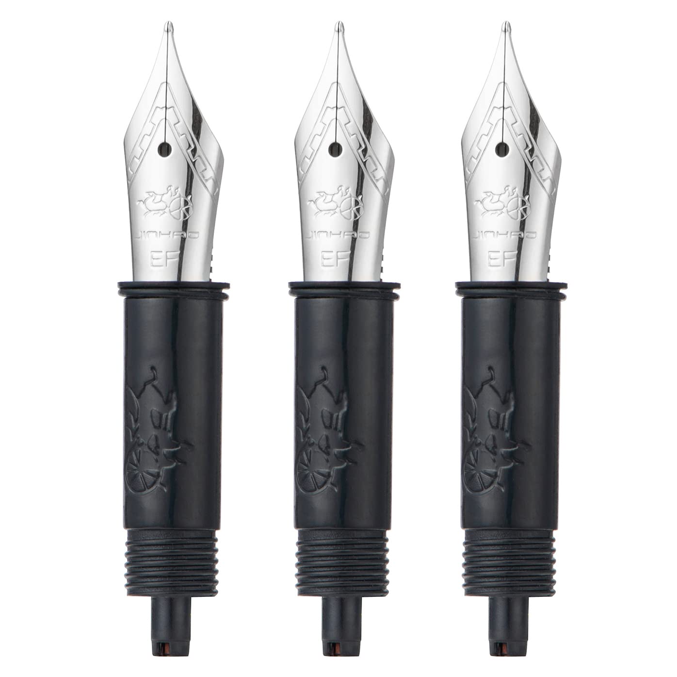 Set of 3 Jinhao 82 Fountain Pen Extra FIne Nib with Black Section Feed Silver-Compatible with Jinhao 82, 88, 95, 82 Mini, 92