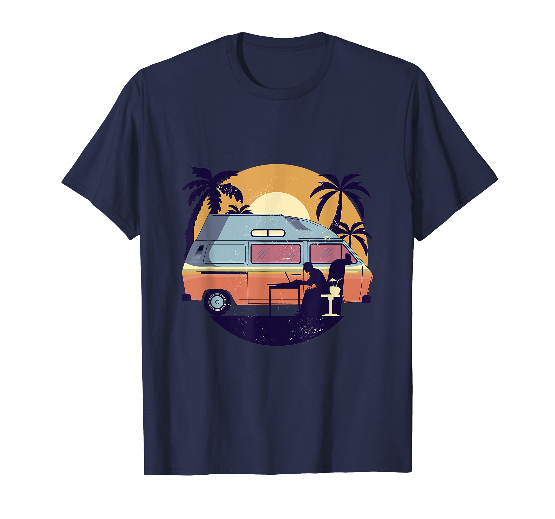 Retro Motorhome Gift Campervan Sunset T-Shirt