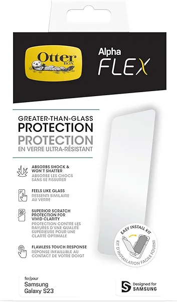 OtterBox Alpha Flex Screen Protector for Galaxy S23, Flawless Touch Response, Fingerprint Resistant, Precision Fit, Vibrant Clarity
