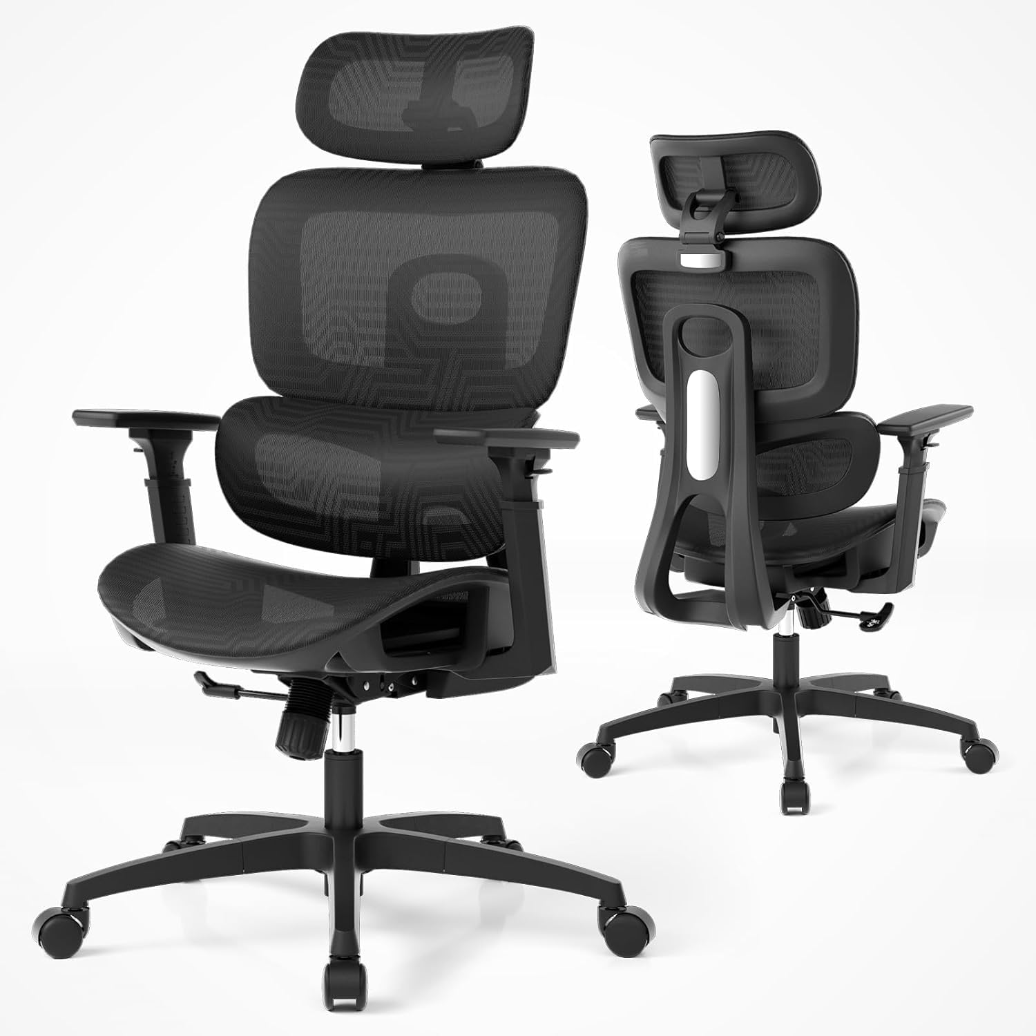 Photo 1 of  Ergonomic Office Chair, High Back Mesh Desk Chair with Adjustable Headrest & 3D Armrests, Lumbar Support, 90–145° Recline, Swivel Rolling Computer Chair for Office Conference Room 