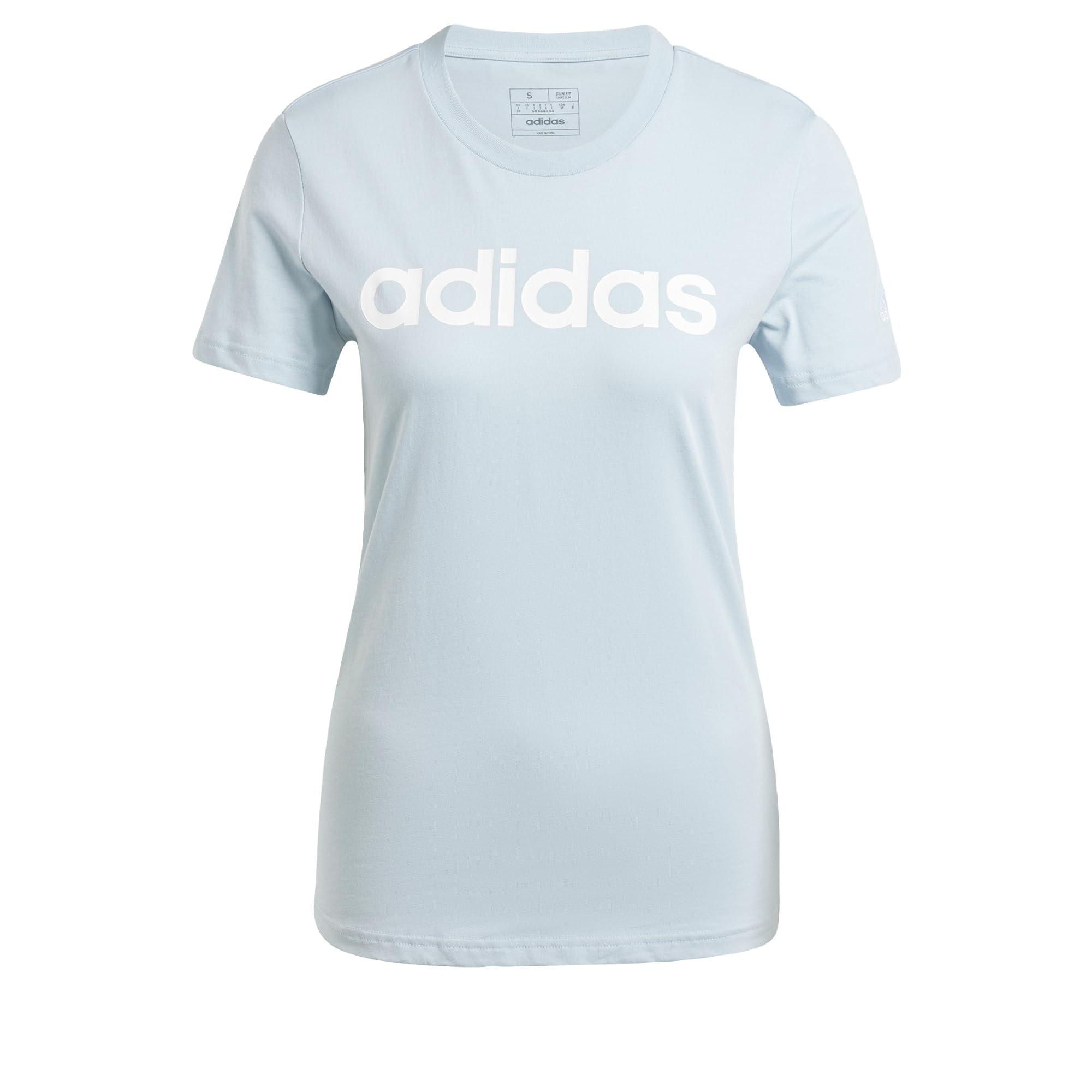 adidas Women's Essentials Slim Logo Tee, Wonder Blue, XS